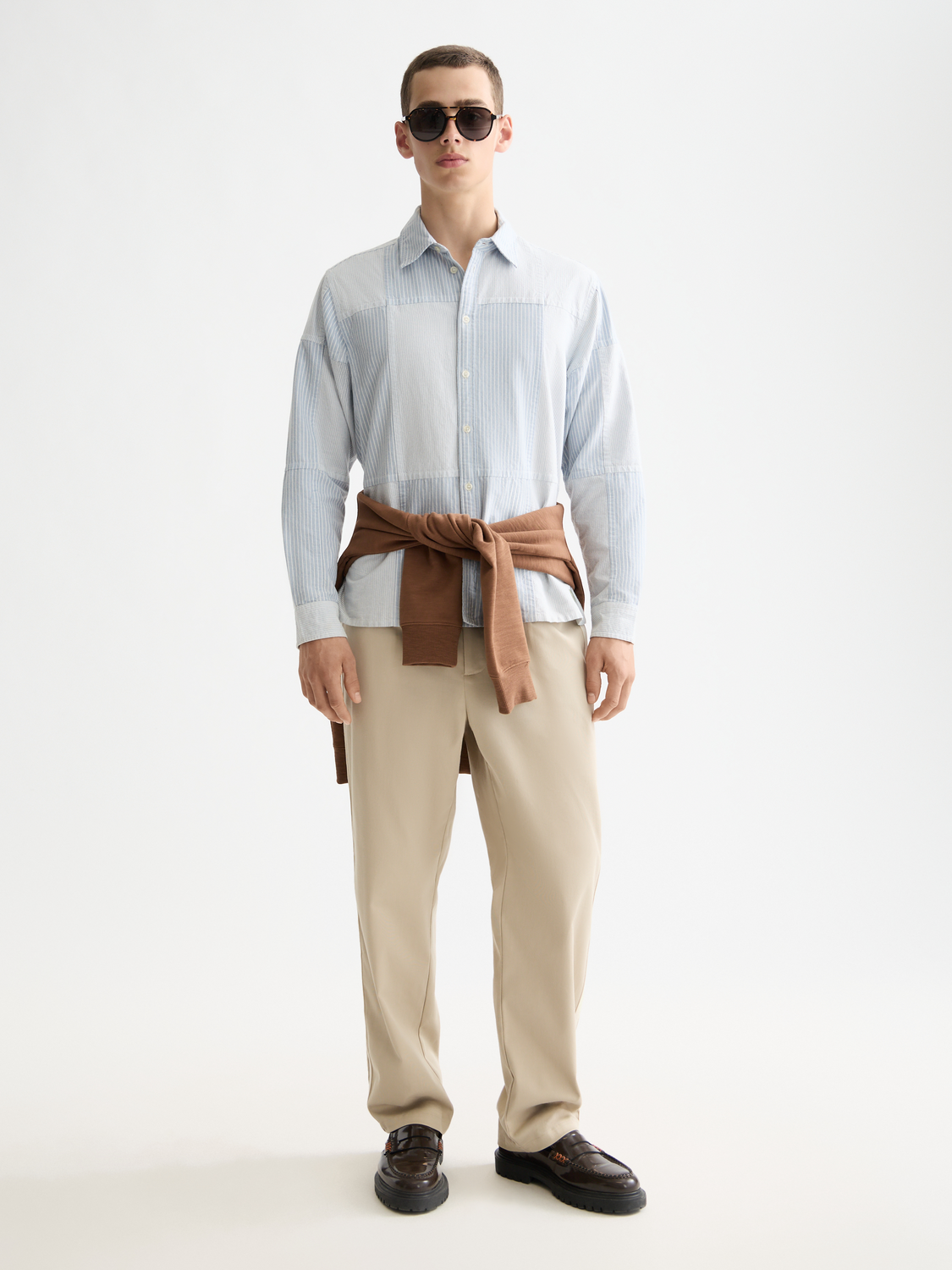 Patchwork relaxed oxford shirt