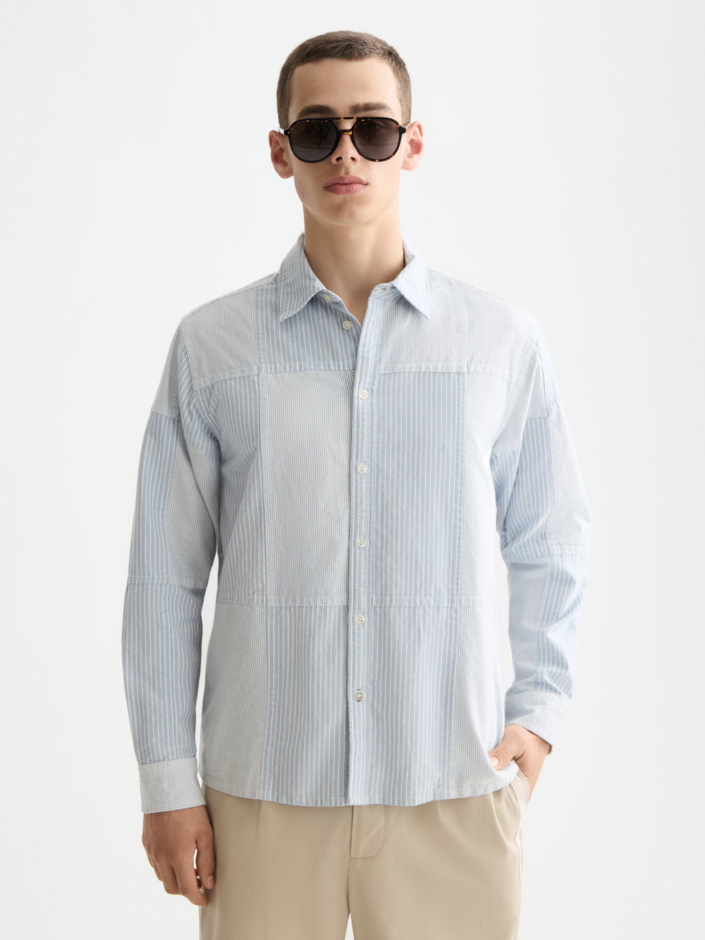Patchwork relaxed oxford shirt