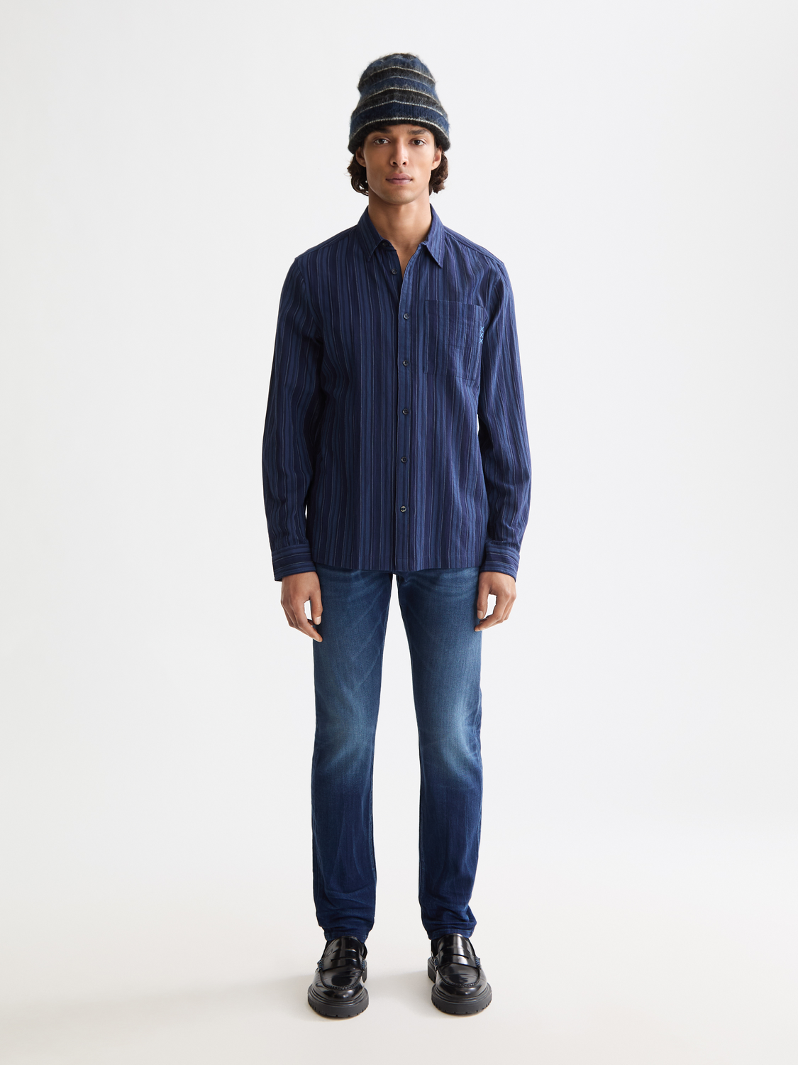 Textured stripe shirt