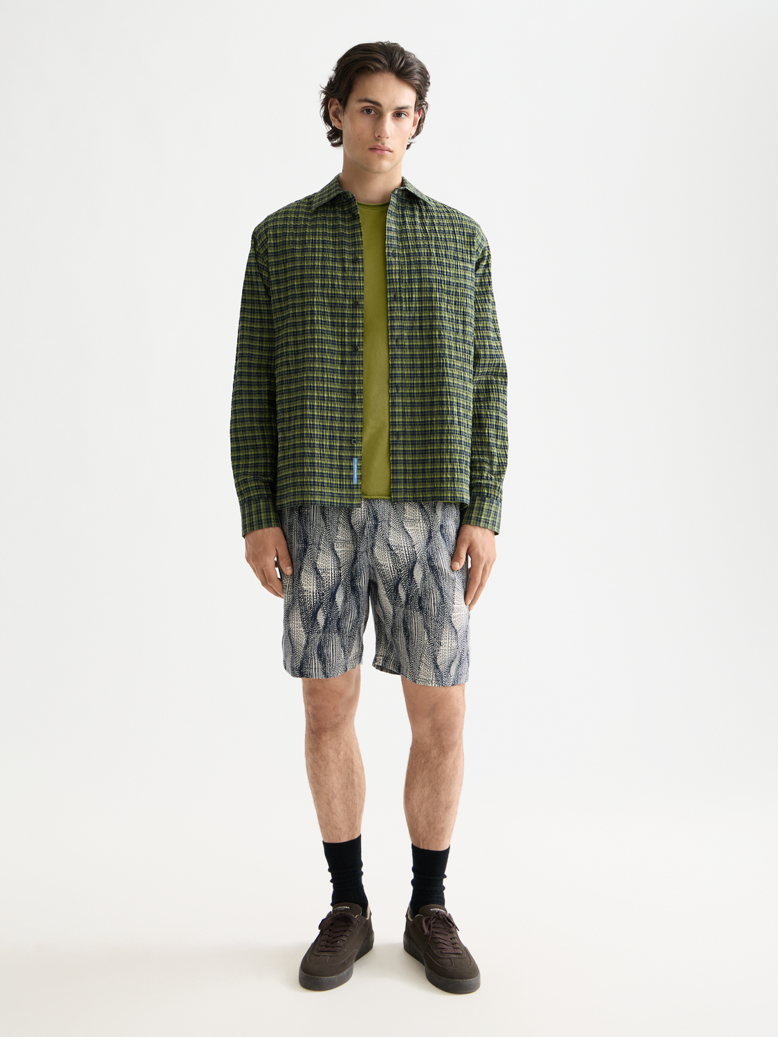 Crinkle checked shirt