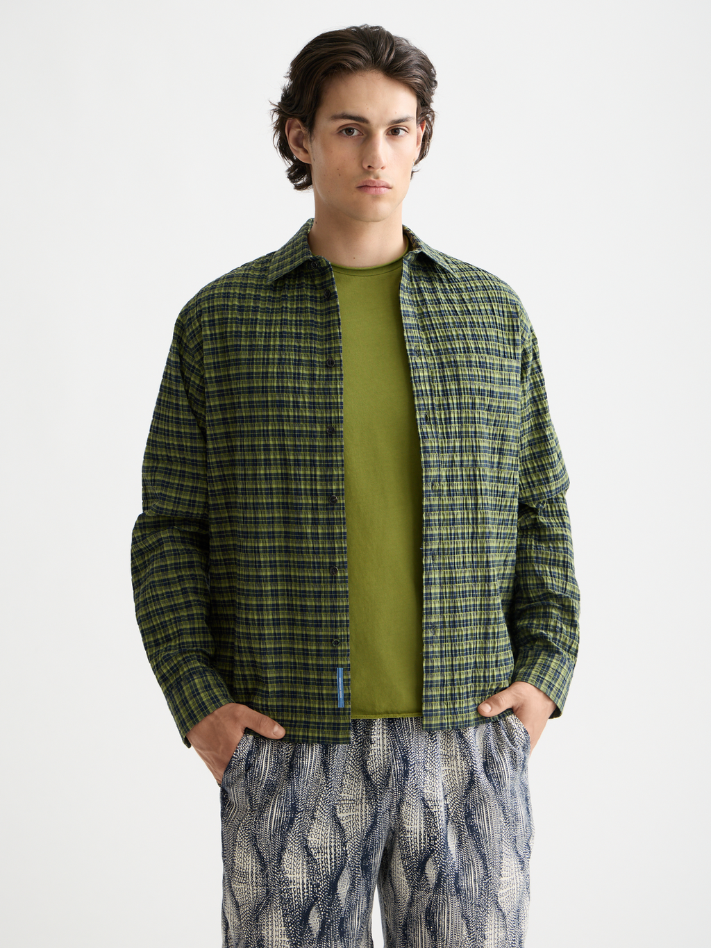 Crinkle checked shirt
