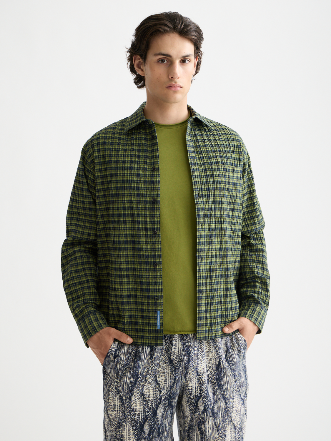 Crinkle checked shirt