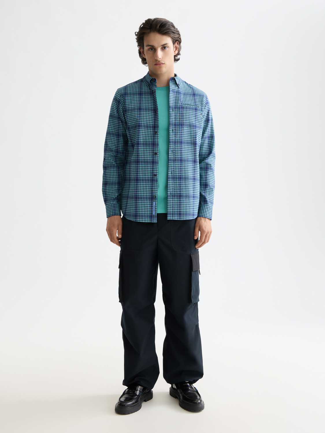 Shadow-check double-faced shirt