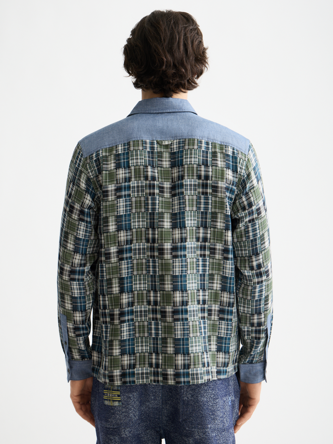 Patchwork flannel relaxed shirt