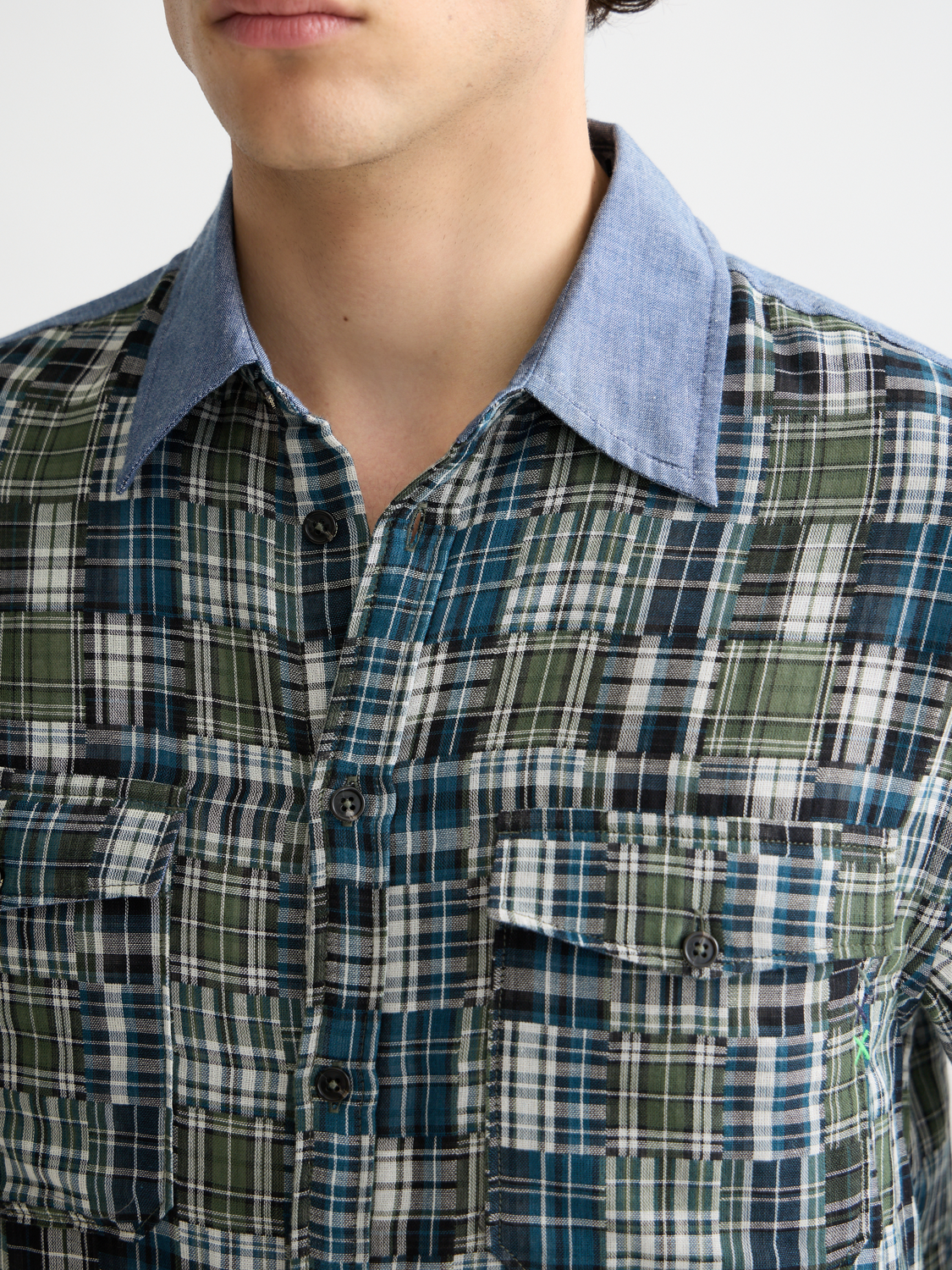 Patchwork flannel relaxed shirt