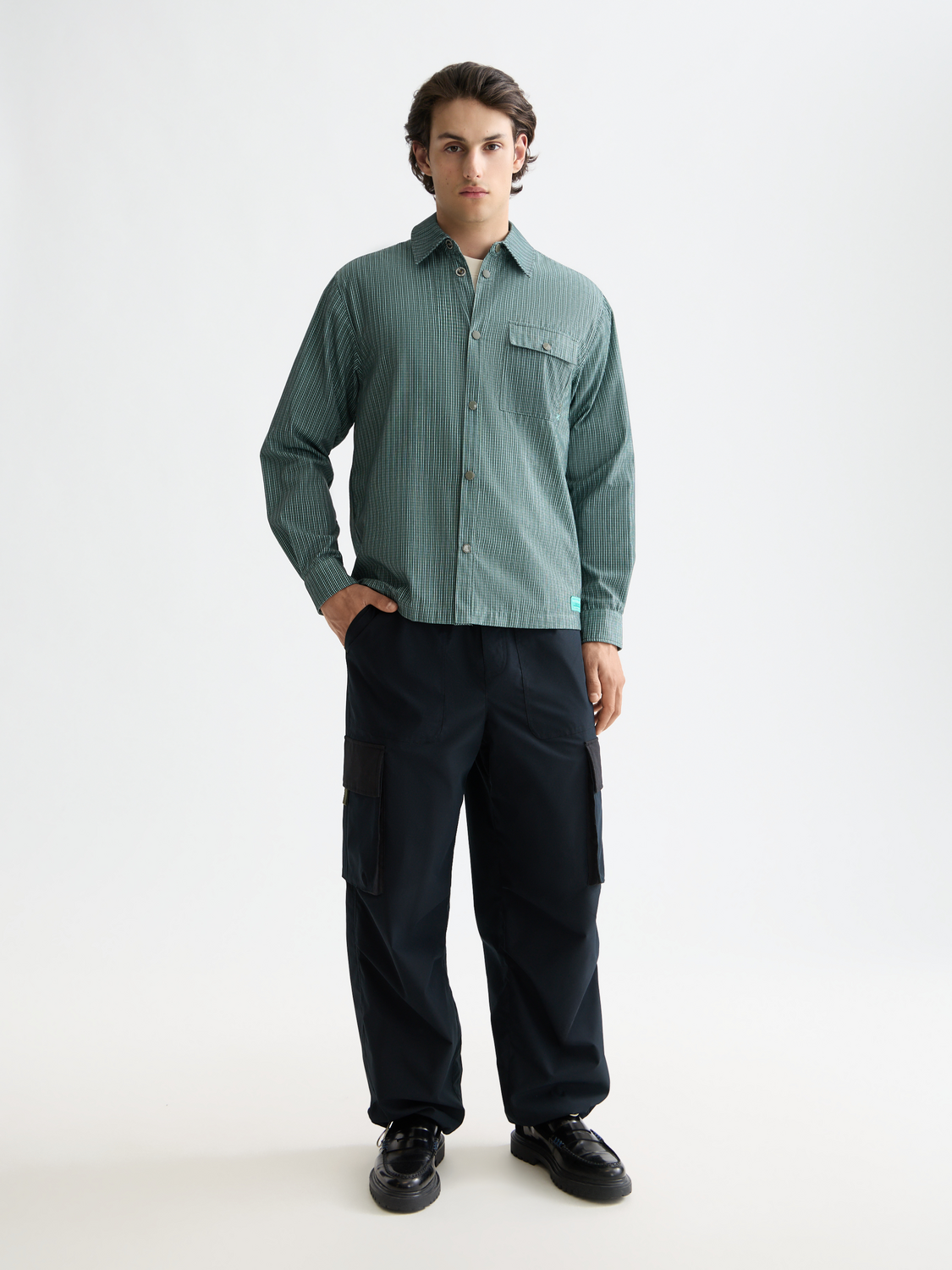 Micro-check structured shirt