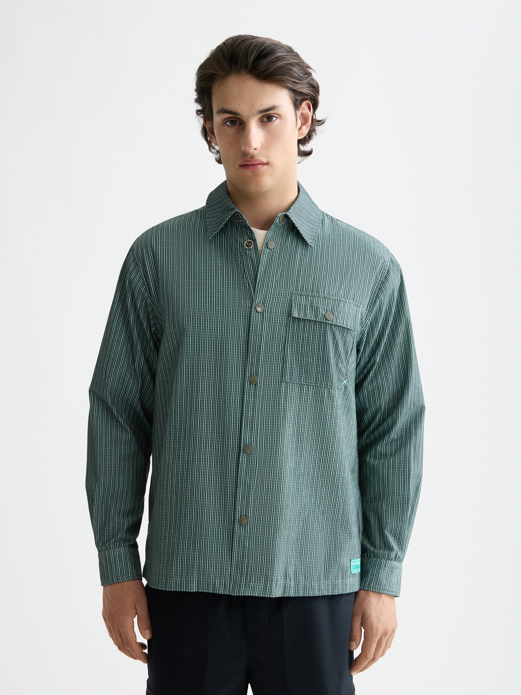 Micro-check structured shirt