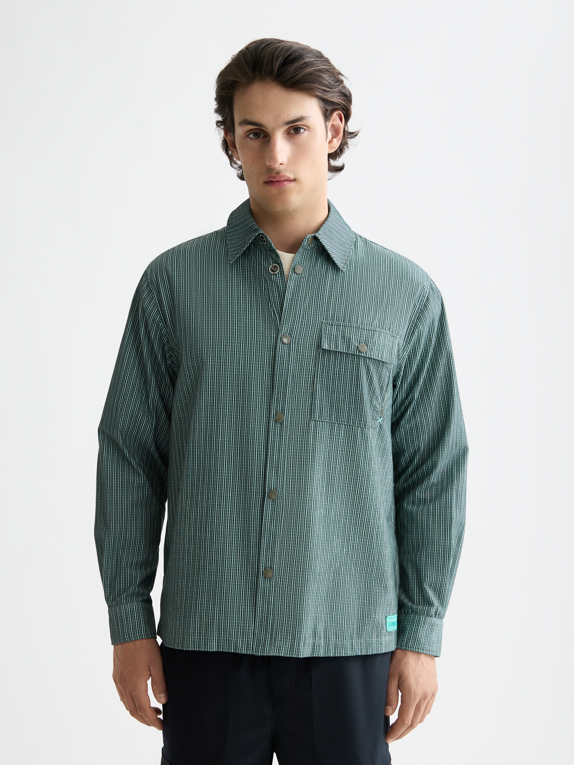 Micro-check structured shirt