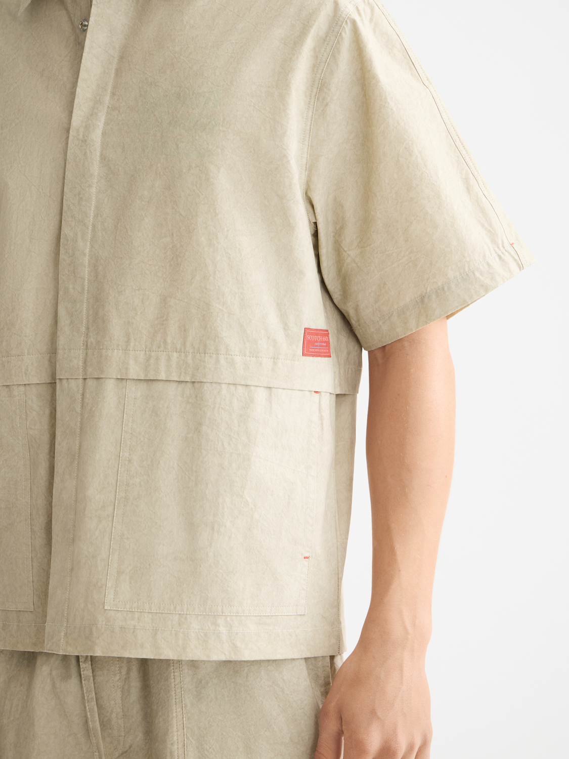Washed layered short sleeve shirt