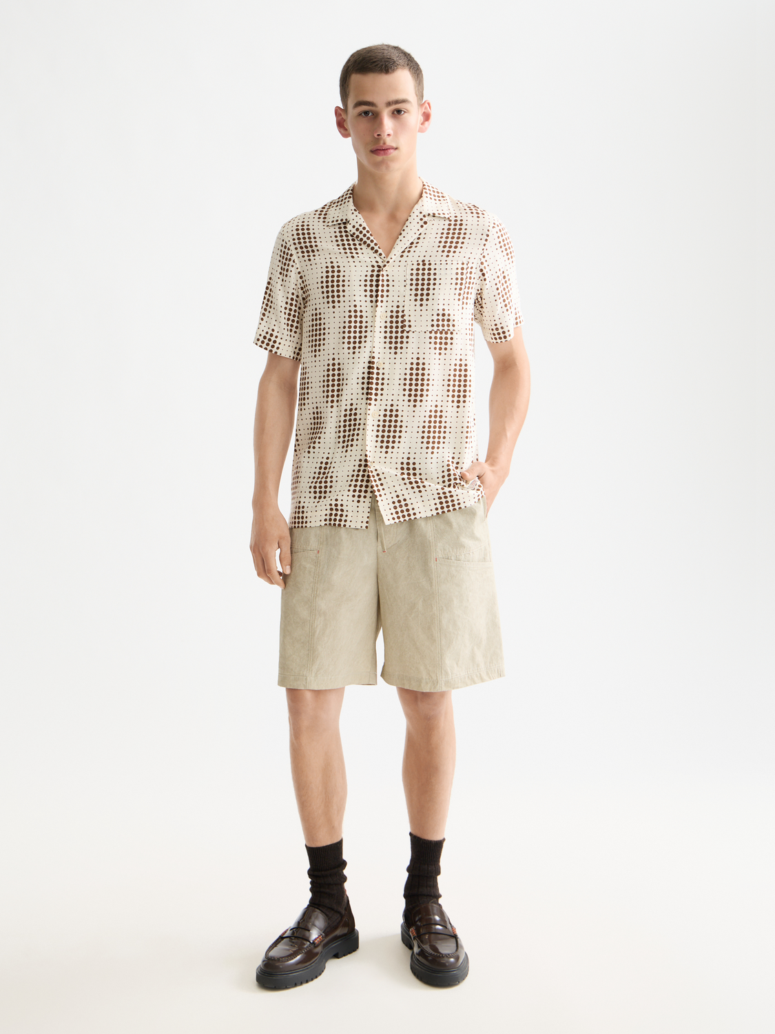 Printed short sleeve viscose shirt