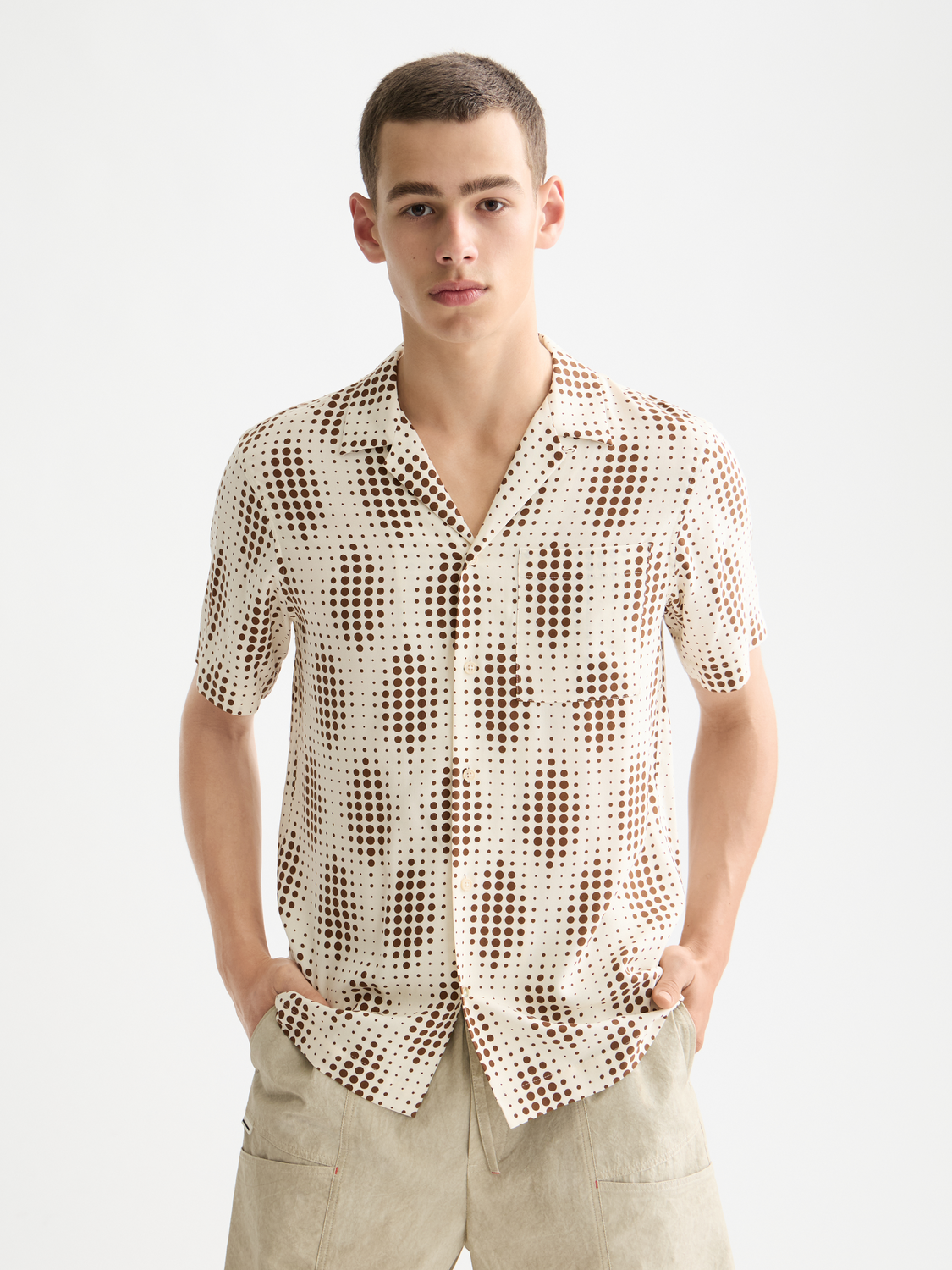 Printed short sleeve viscose shirt