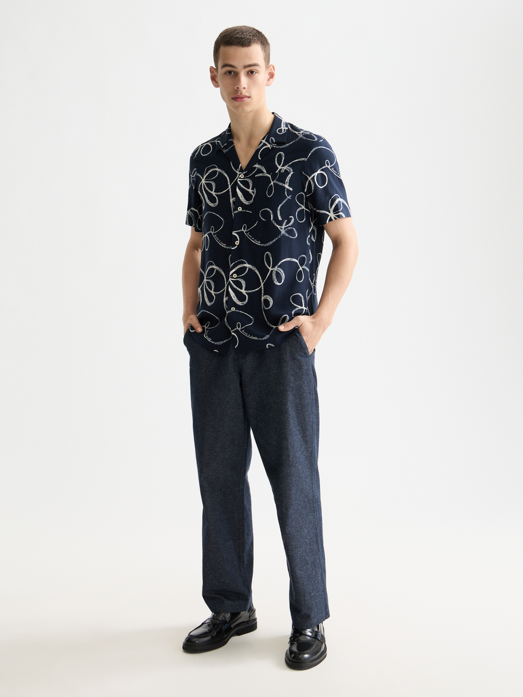 Printed short sleeve viscose shirt