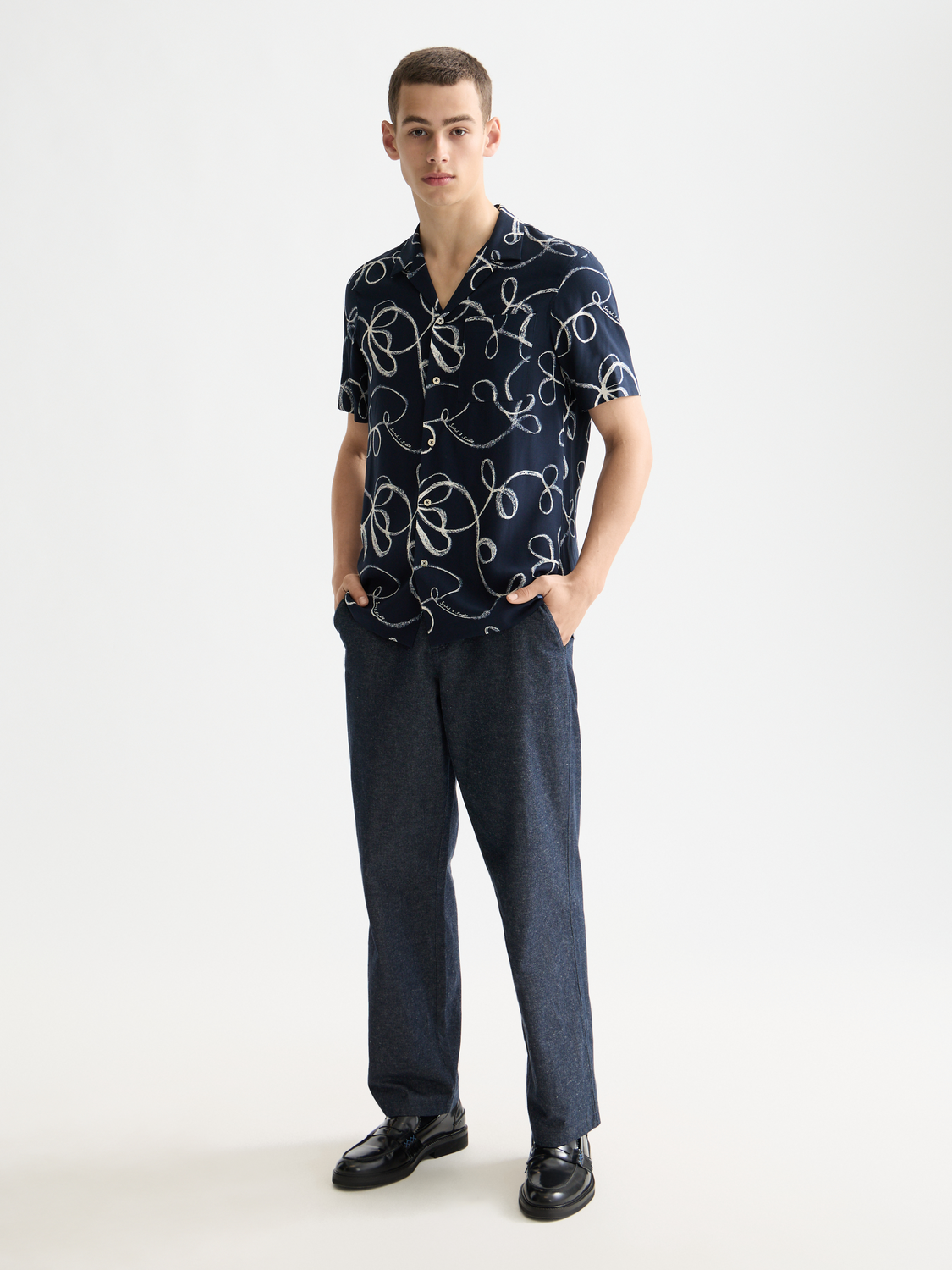 Printed short sleeve viscose shirt