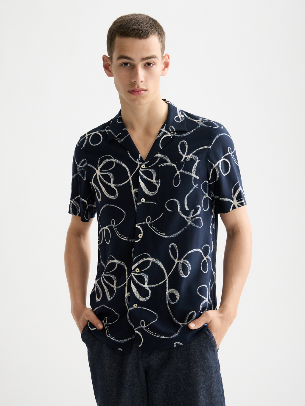 Printed short sleeve viscose shirt