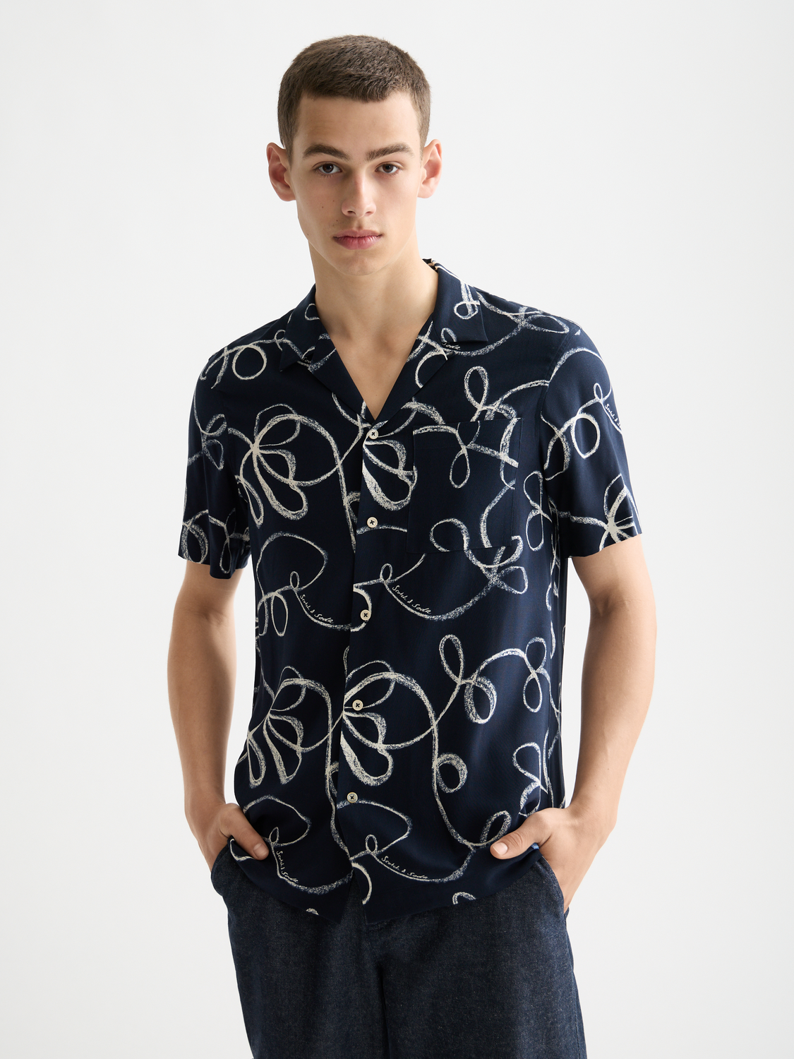 Printed short sleeve viscose shirt