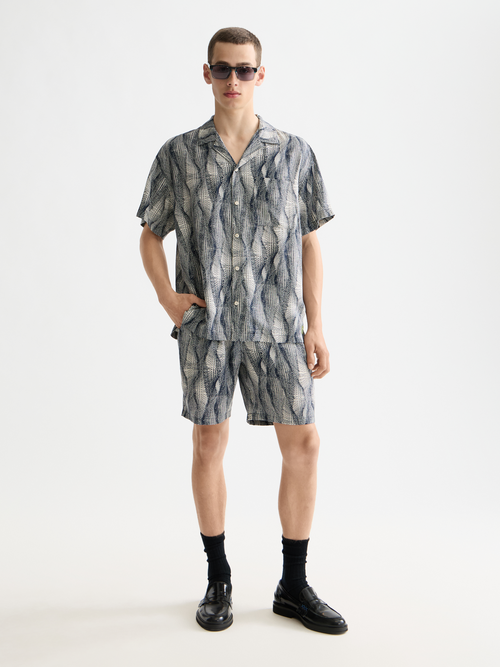 Printed short-sleeved tencel shirt