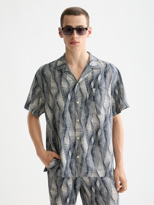 Printed short-sleeved tencel shirt