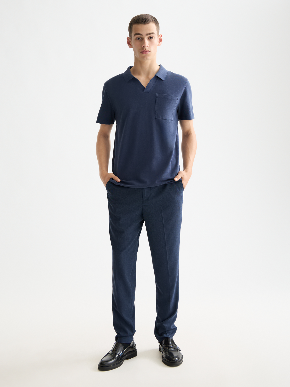 Garment-dyed pique relaxed polo