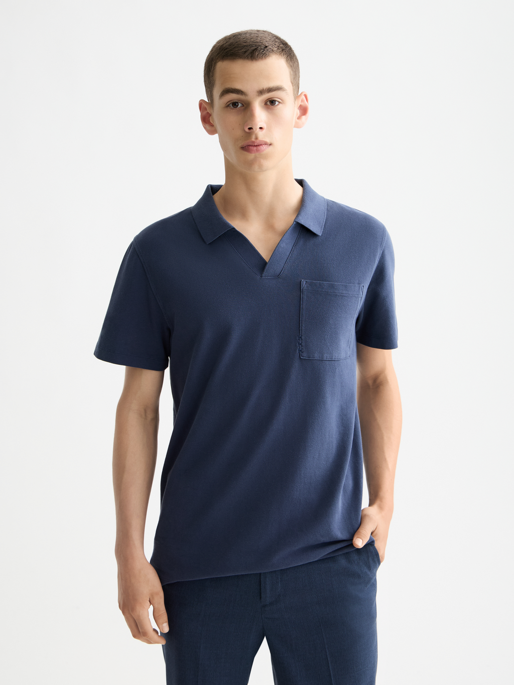 Garment-dyed pique relaxed polo