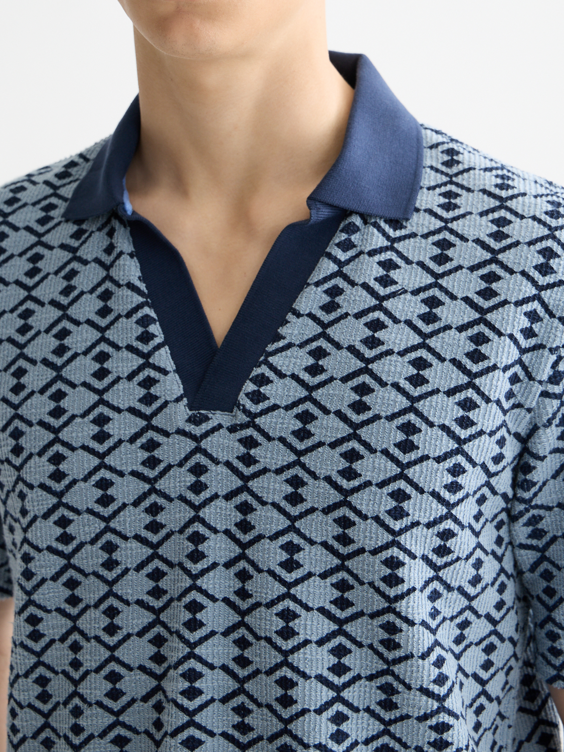 Towelling printed relaxed polo