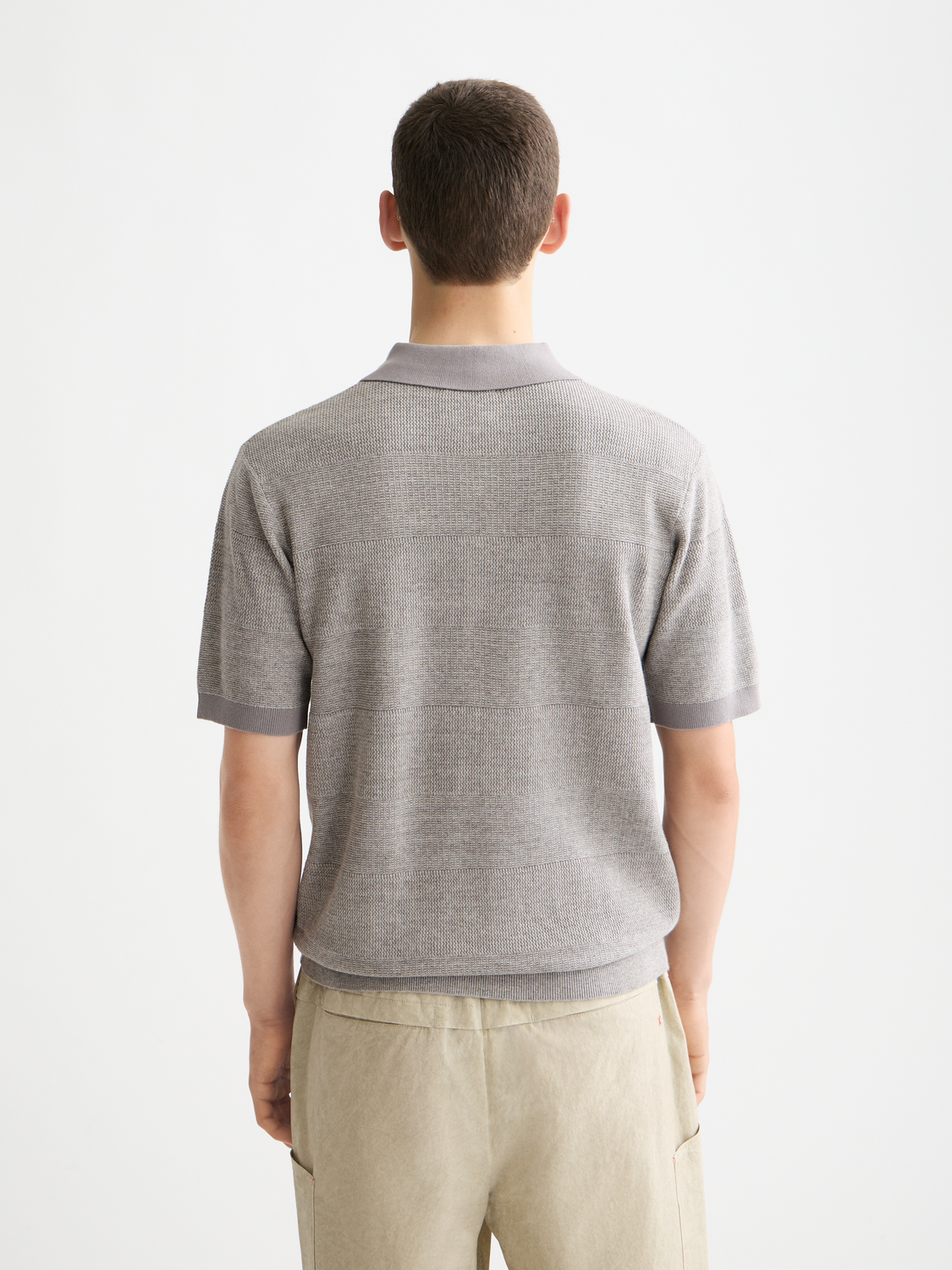 Knitted tonal striped regular polo