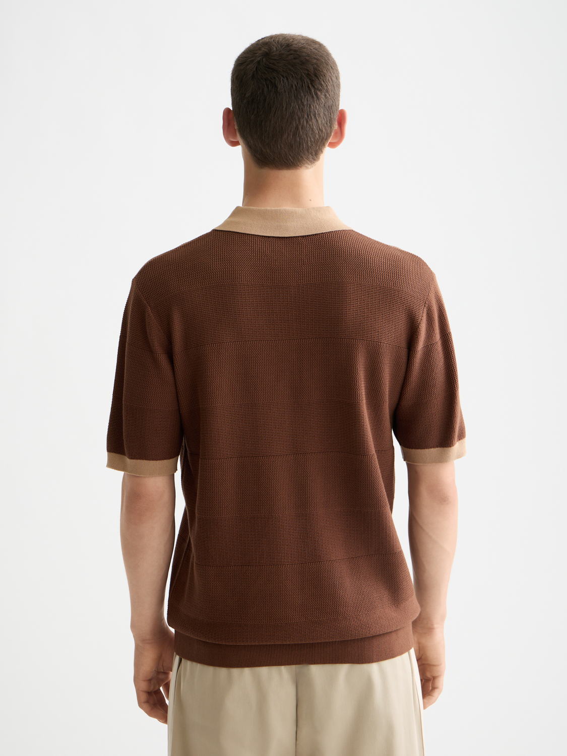 Knitted tonal striped regular polo