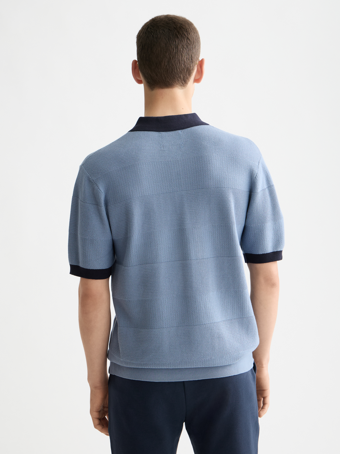 Knitted tonal striped regular polo