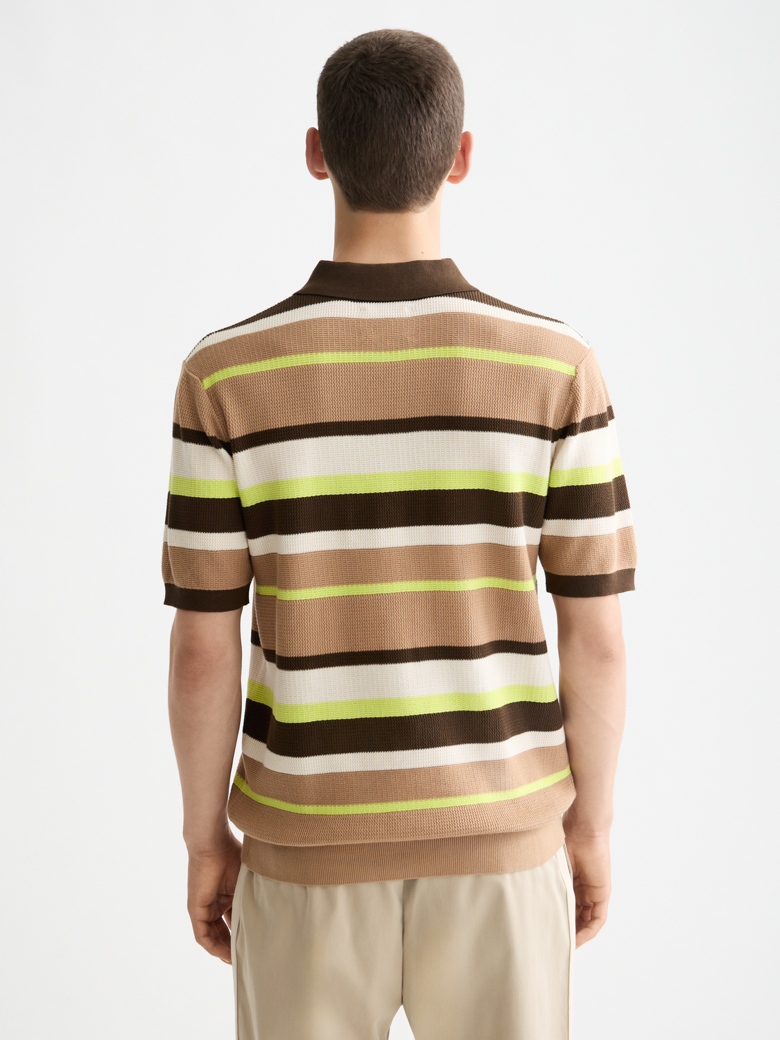 Knitted striped regular polo
