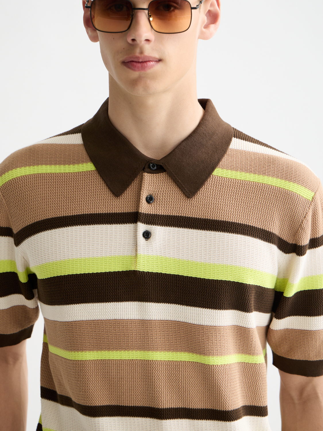 Knitted striped regular polo