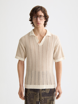 knitted v-neck polo