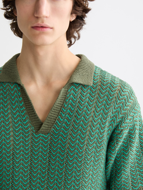 knitted v-neck polo