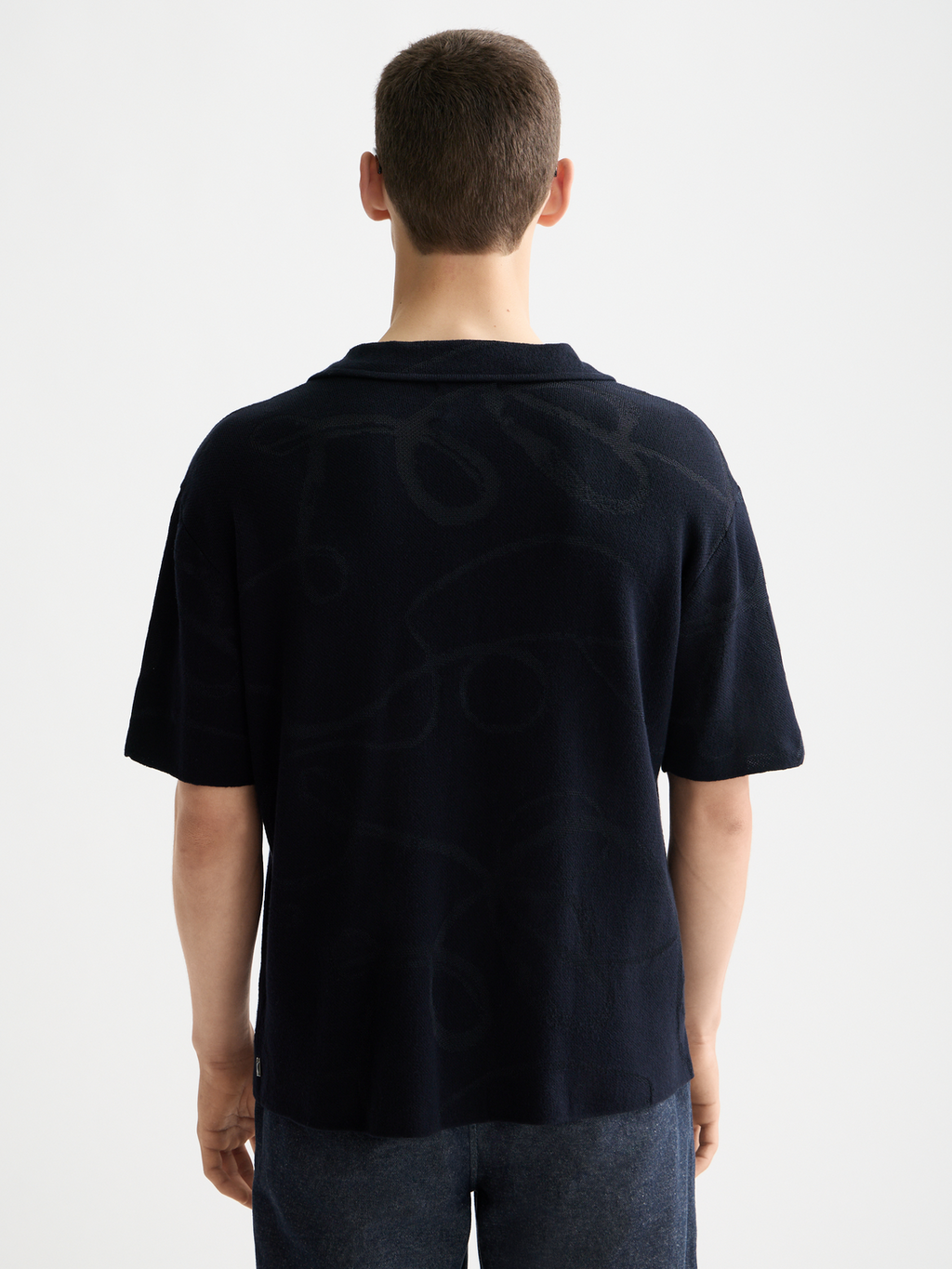 Jacquard knitted short sleeve shirt