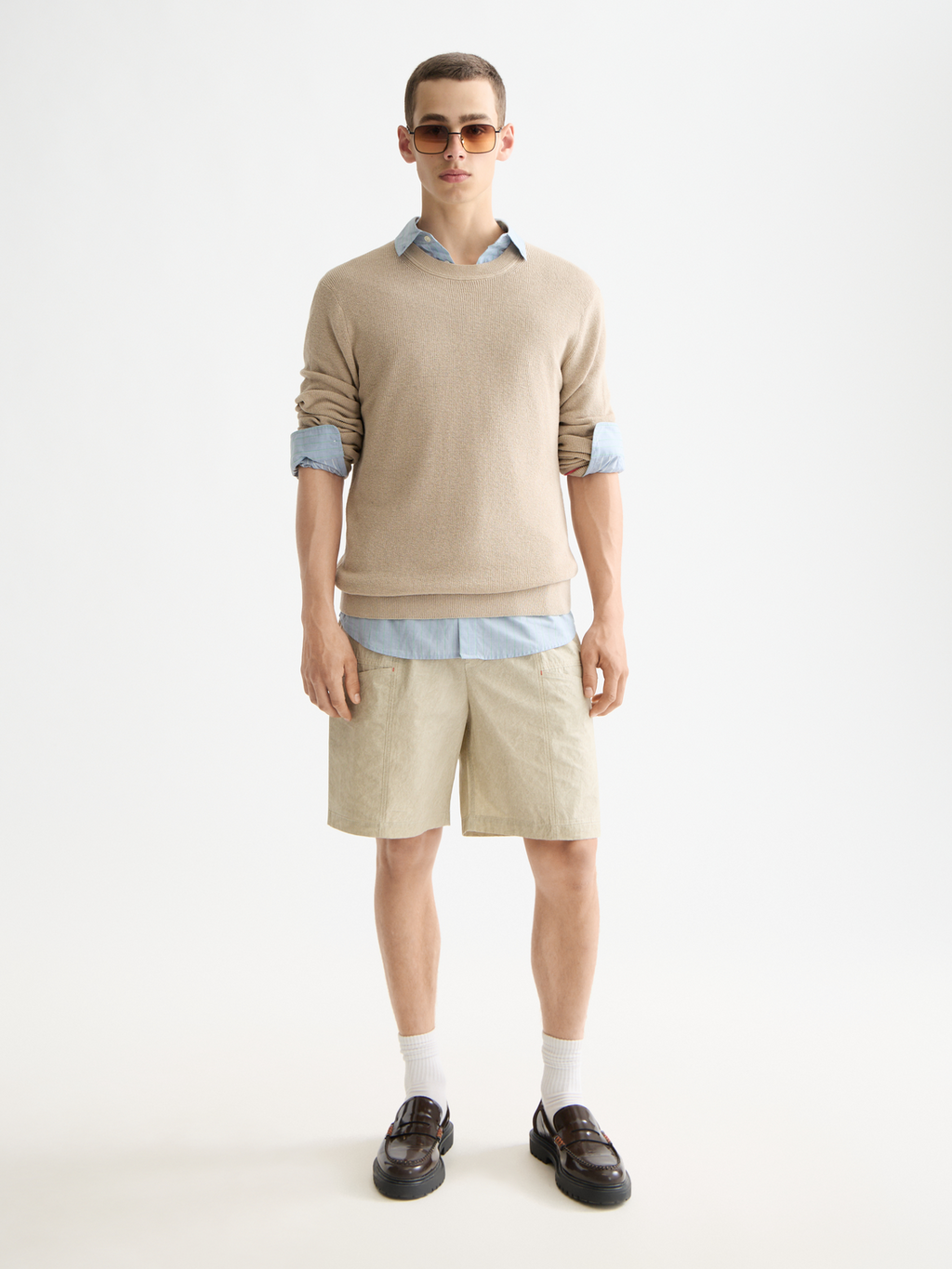 Linen blend crew neck