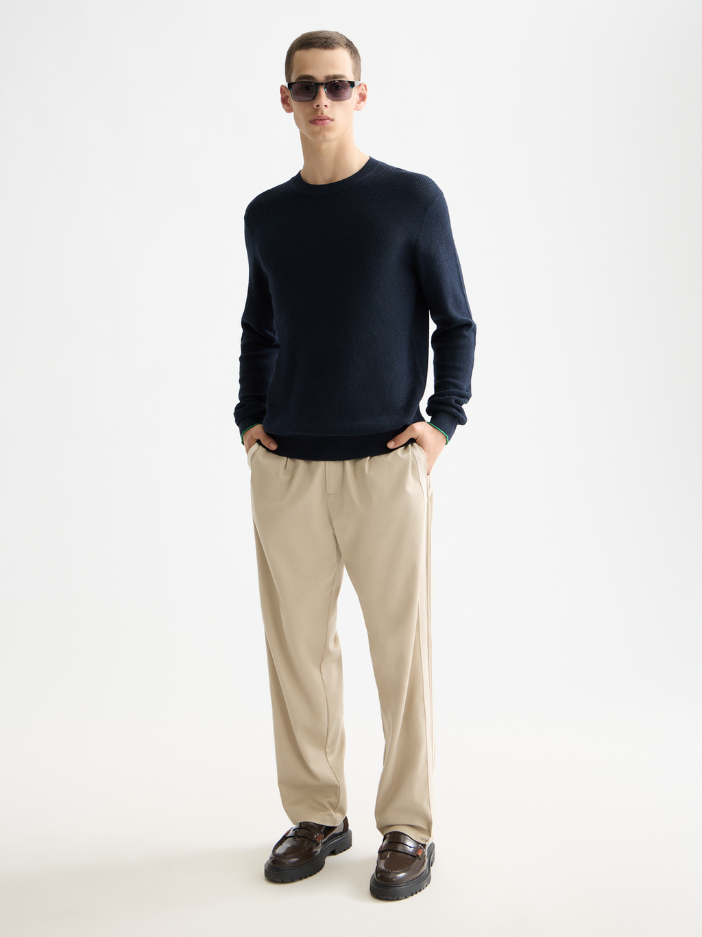 Linen blend crew neck