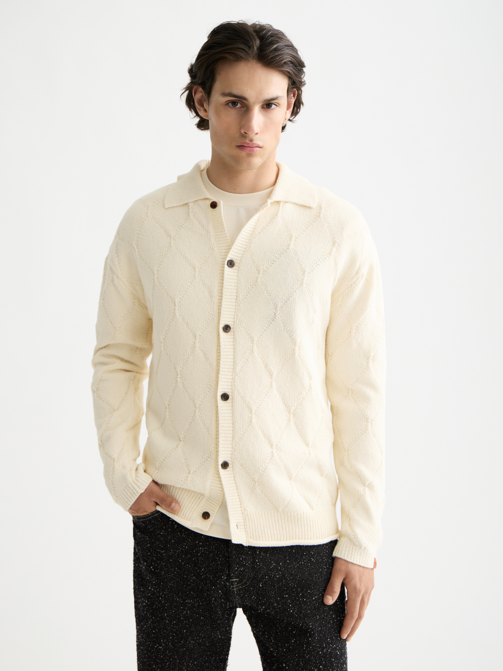 Open work long sleeve shirt