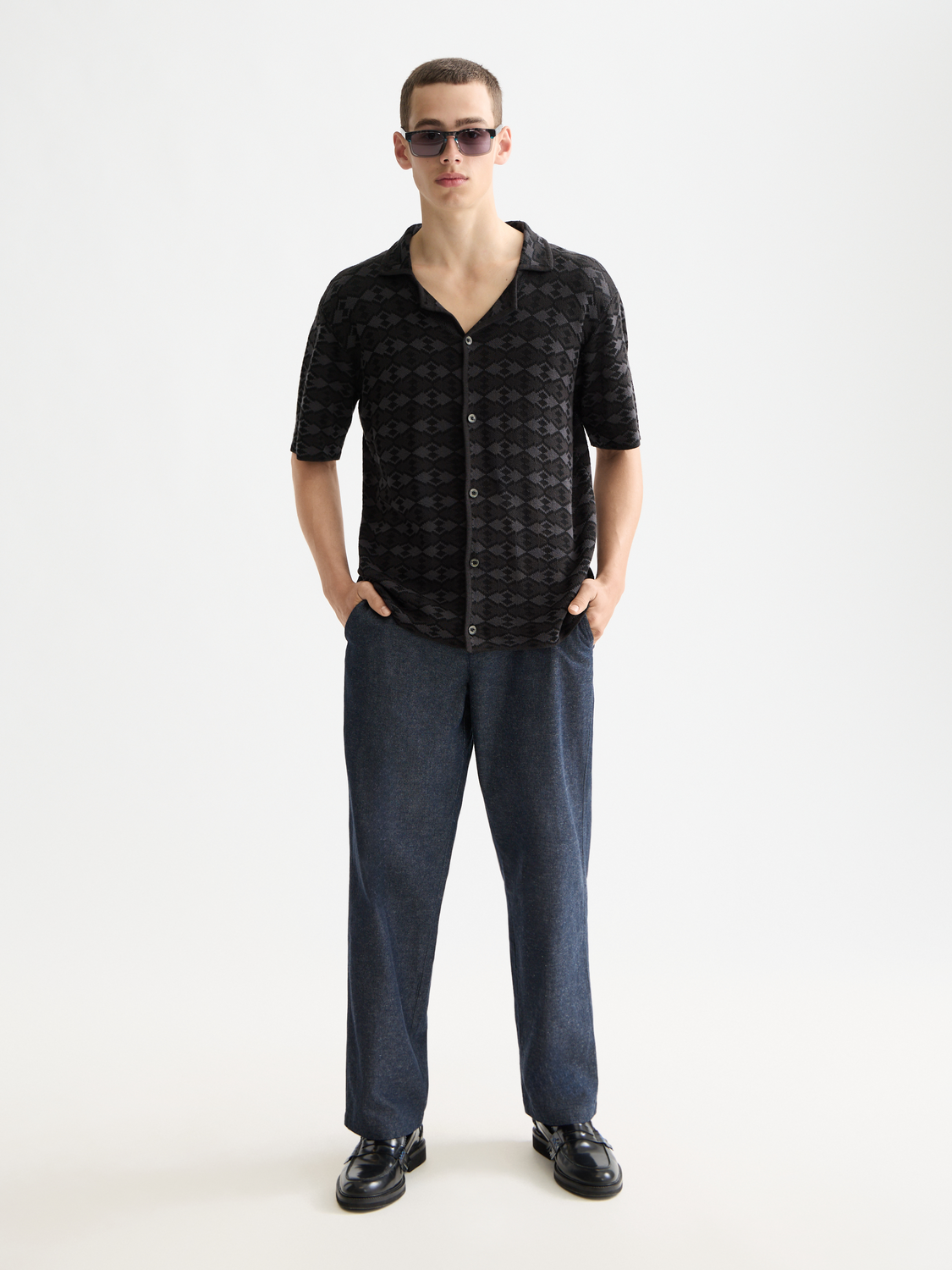 Tonal knitted polo