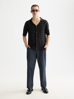 Tone on tone knitted polo