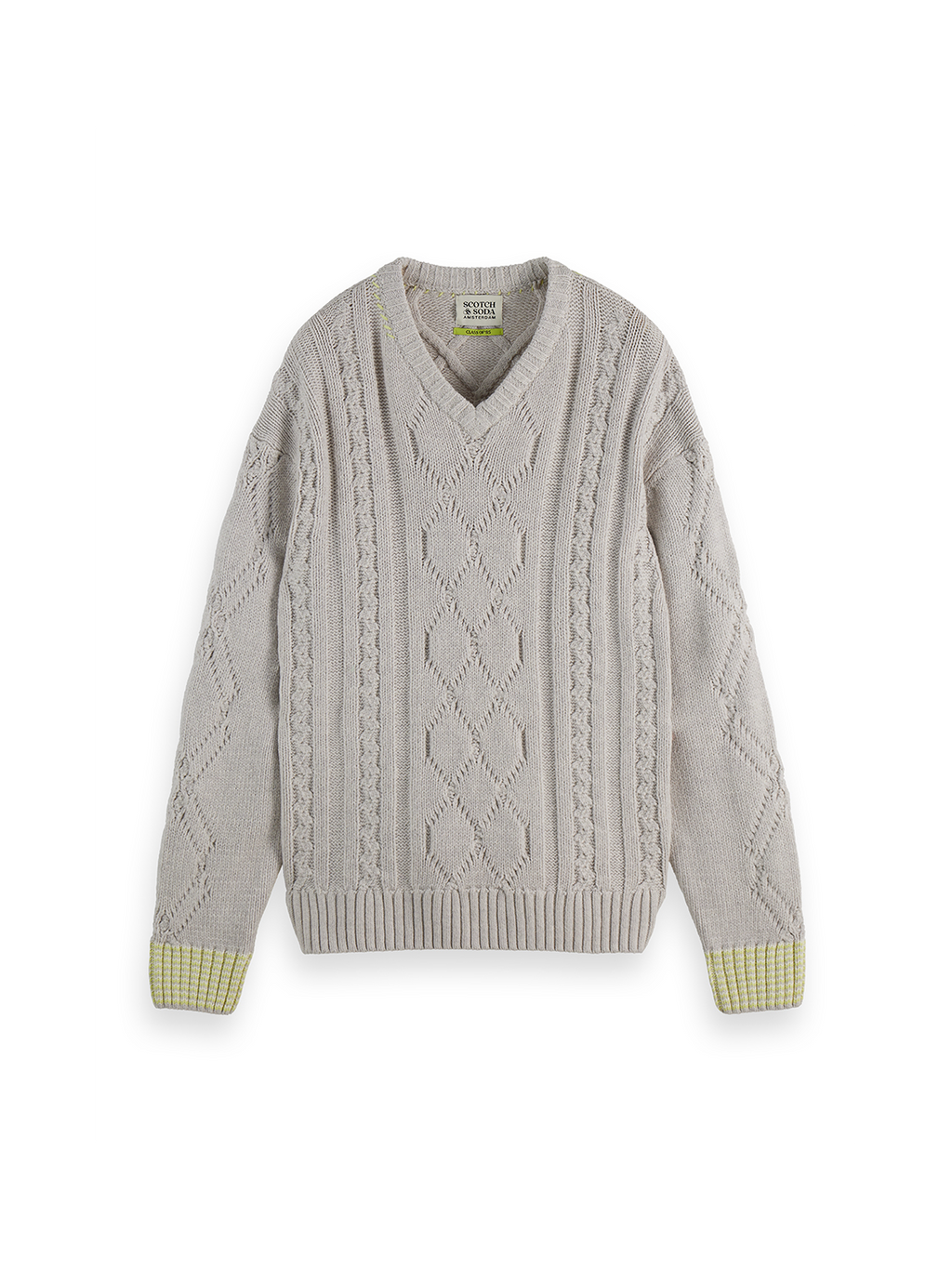 V-Neck chunky cable loose pullover