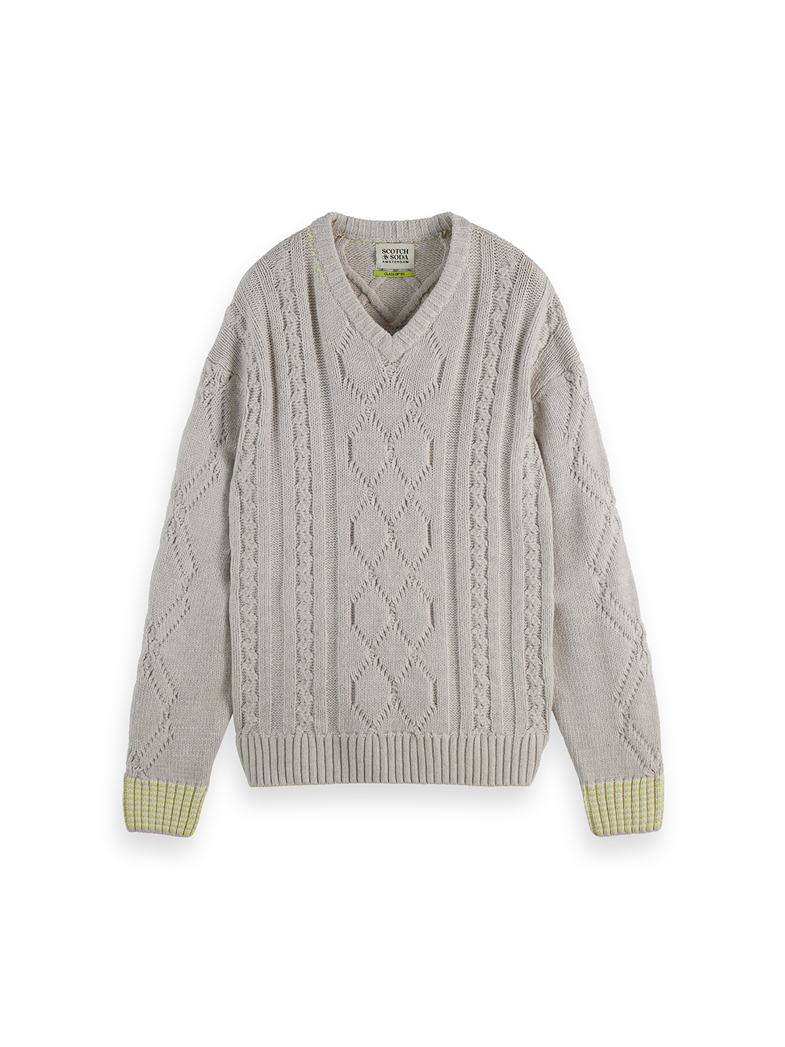 V-Neck chunky cable loose pullover