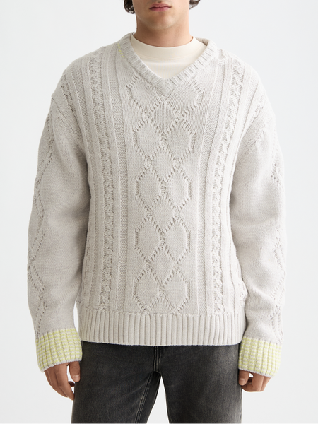 V-Neck chunky cable loose pullover – Scotch & Soda Amsterdam