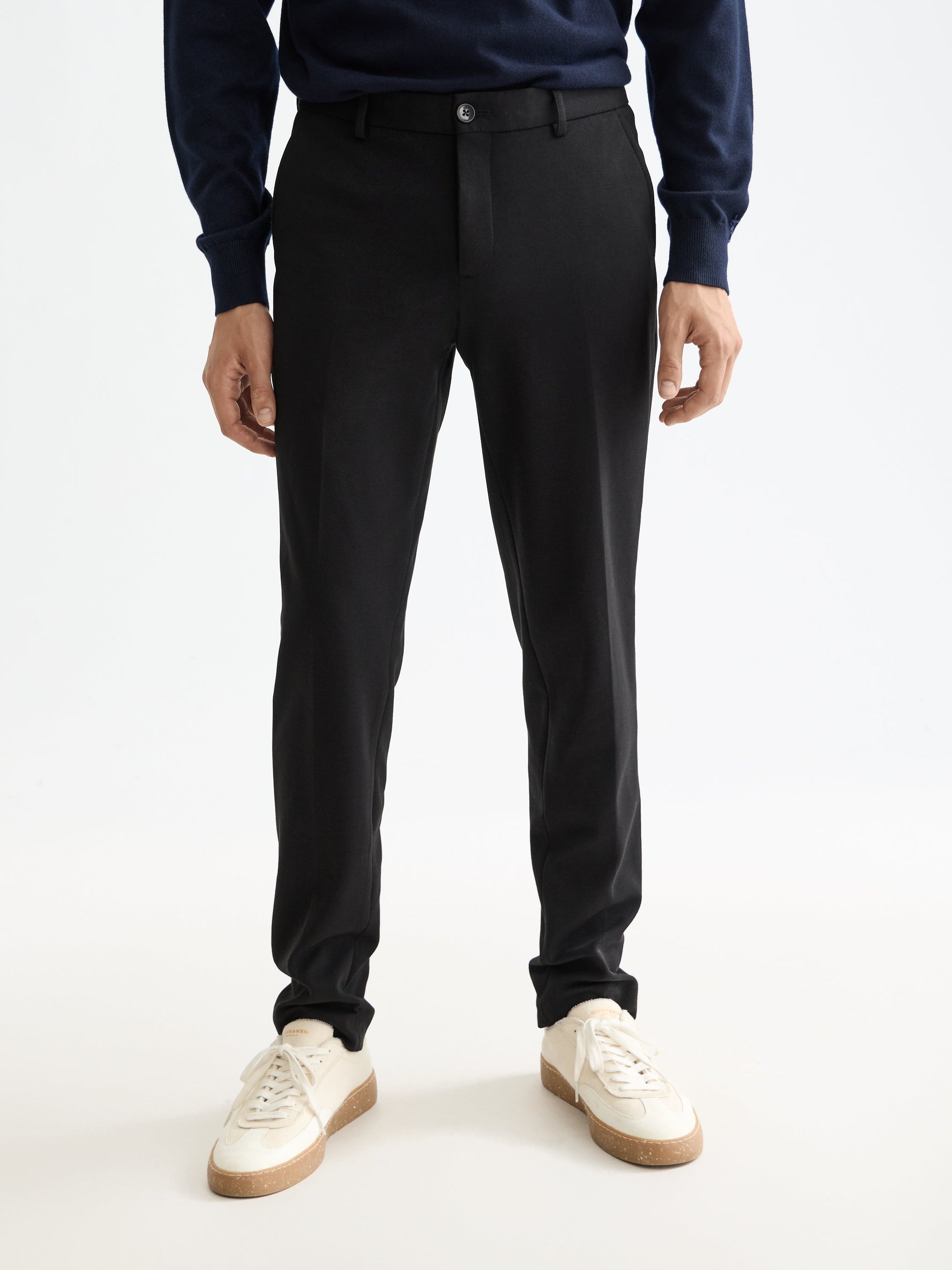 Mott tailored knitted yarn dyed chino - BLACK
