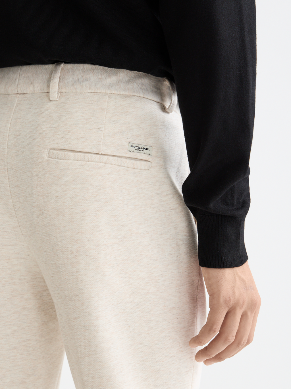 Mott tailored knitted yarn dyed chino - OFF WHITE MELANGE