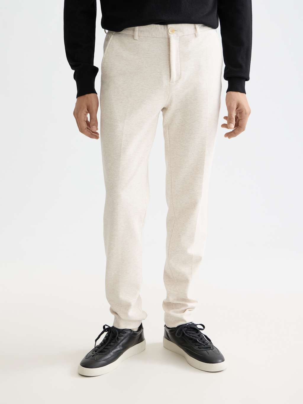 Mott tailored knitted yarn dyed chino - OFF WHITE MELANGE