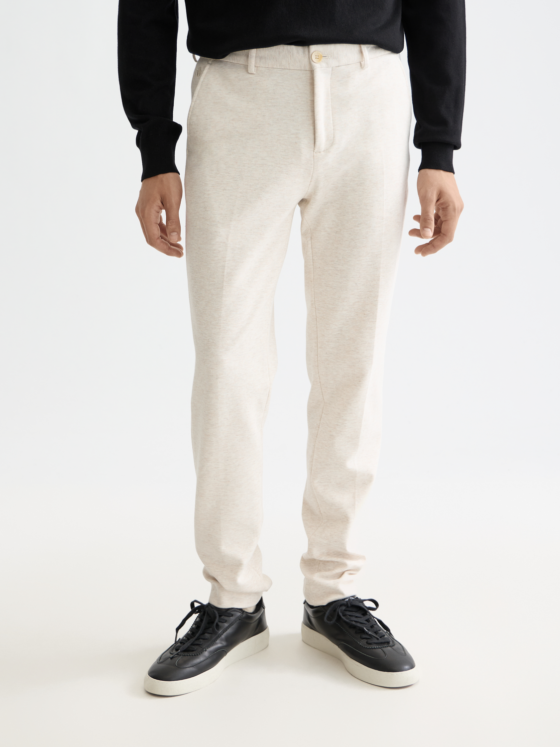 Mott tailored knitted yarn dyed chino - OFF WHITE MELANGE