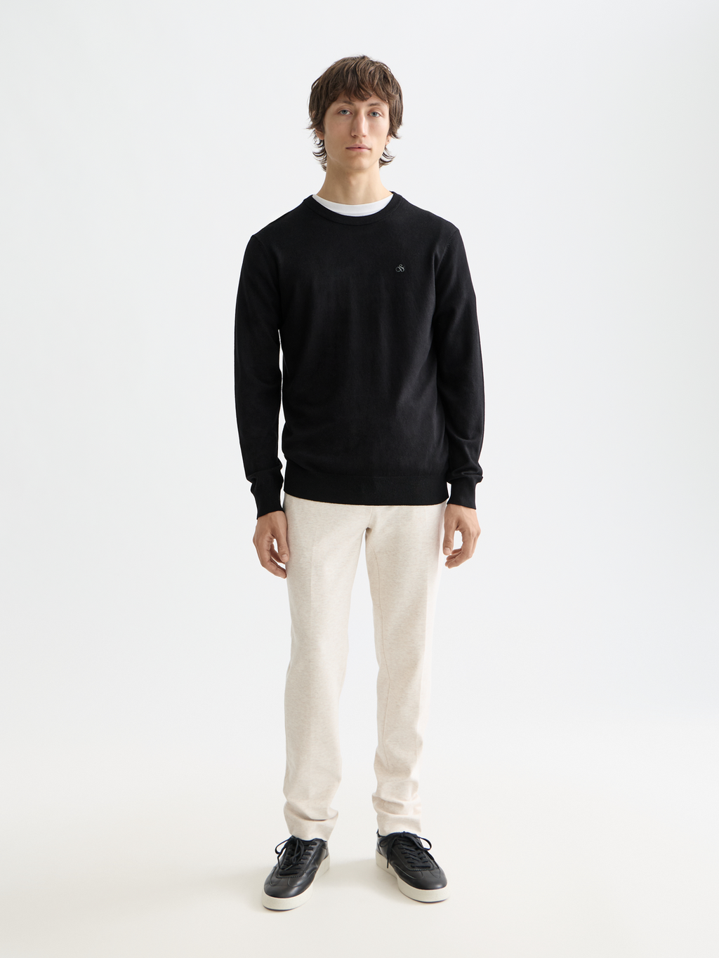 Mott tailored knitted yarn dyed chino - OFF WHITE MELANGE