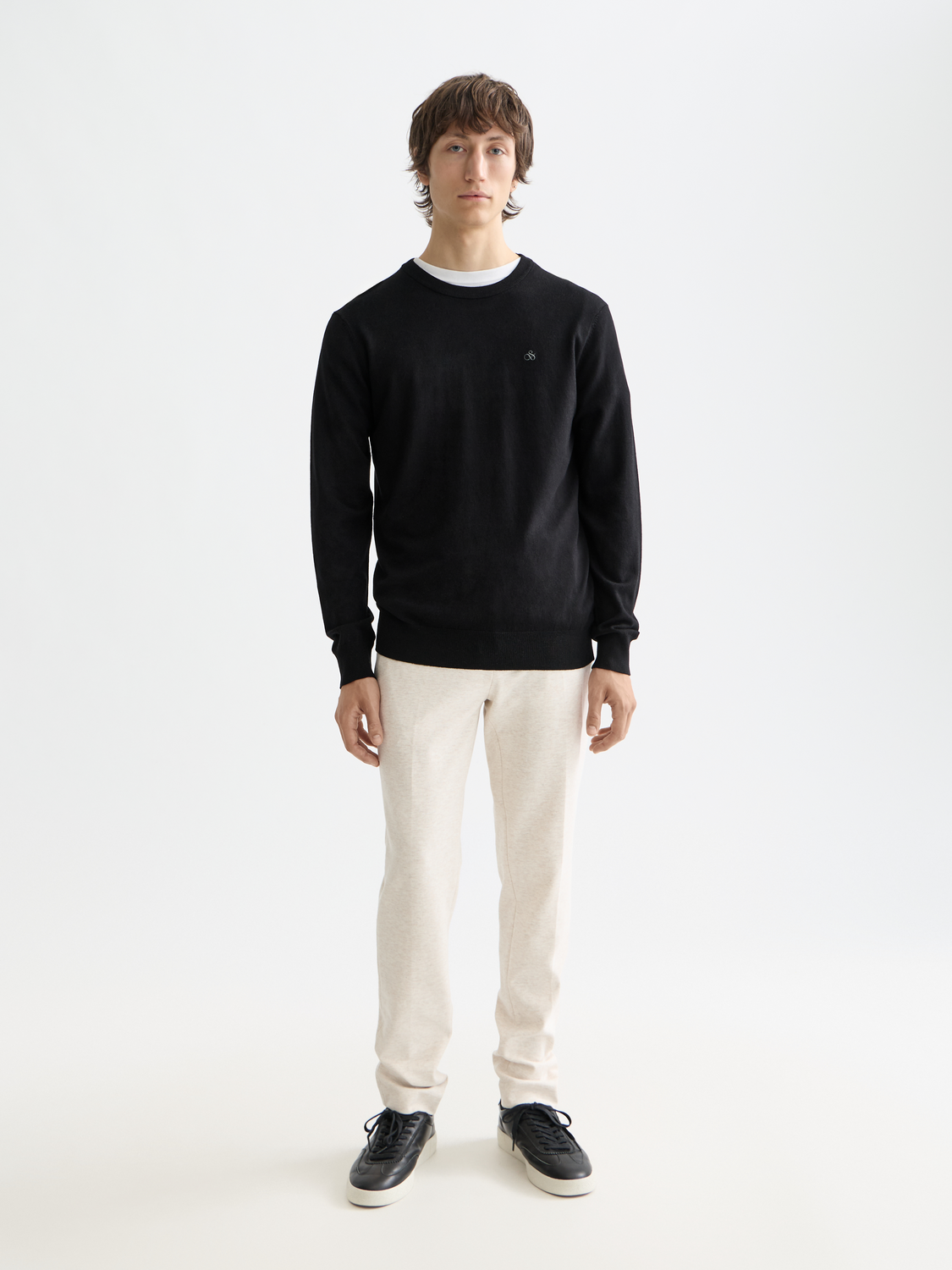 Mott tailored knitted yarn dyed chino - OFF WHITE MELANGE