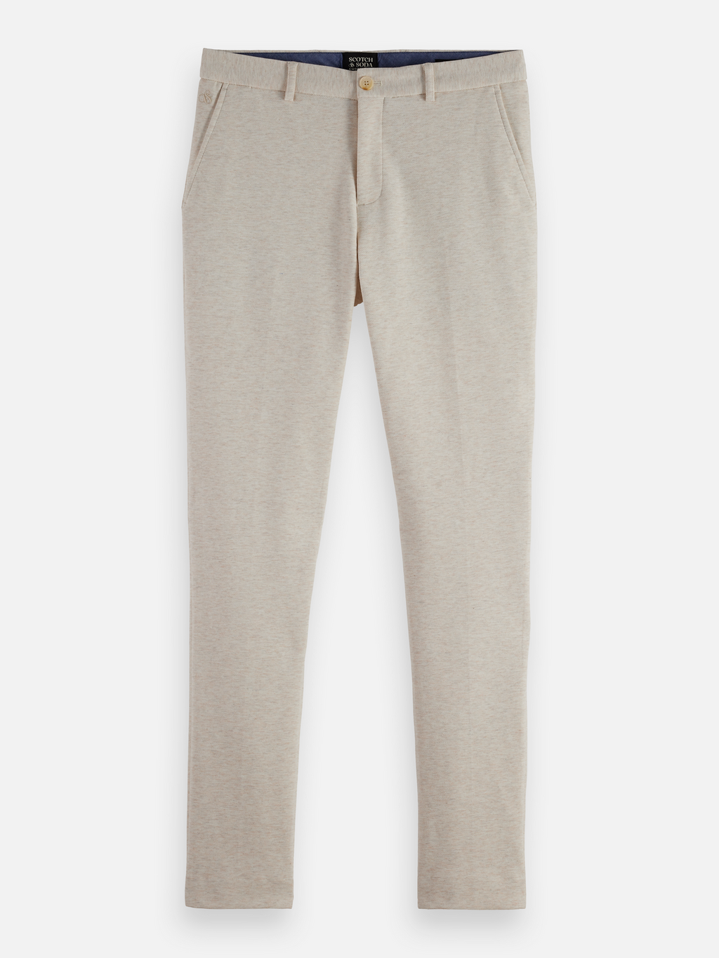 Mott tailored knitted yarn dyed chino - OFF WHITE MELANGE