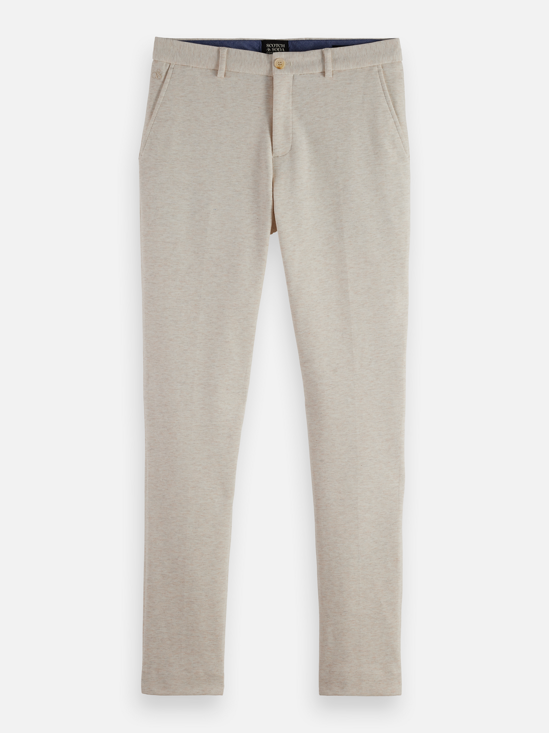 Mott tailored knitted yarn dyed chino - OFF WHITE MELANGE
