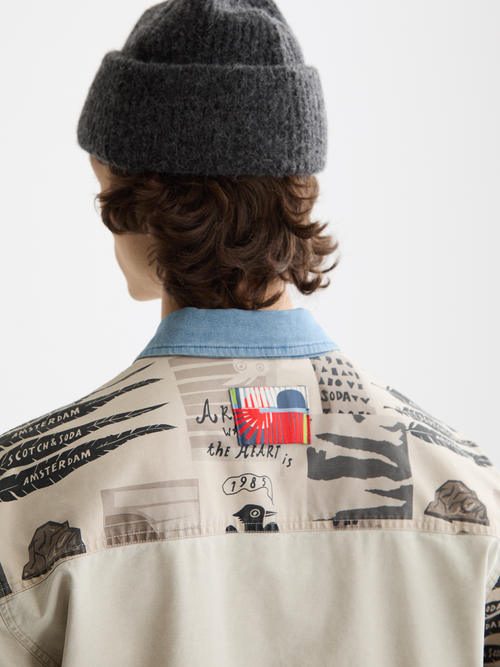 Printed block worker jacket