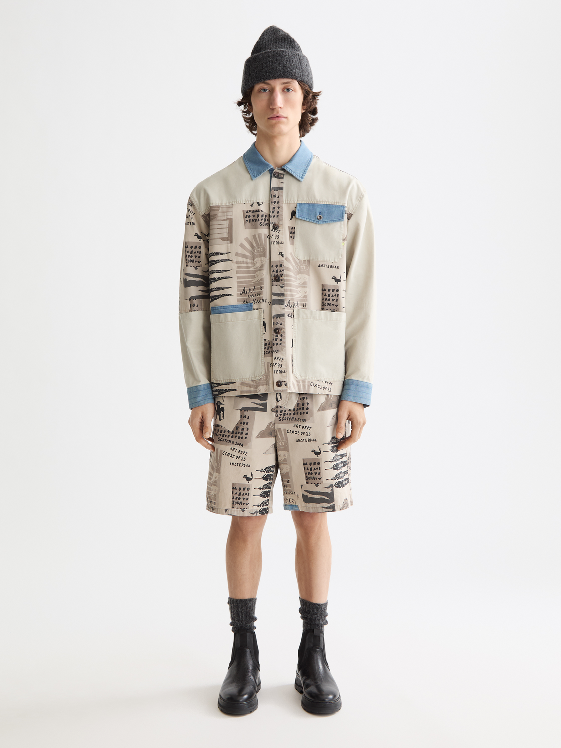 Printed block worker jacket – Scotch & Soda Amsterdam